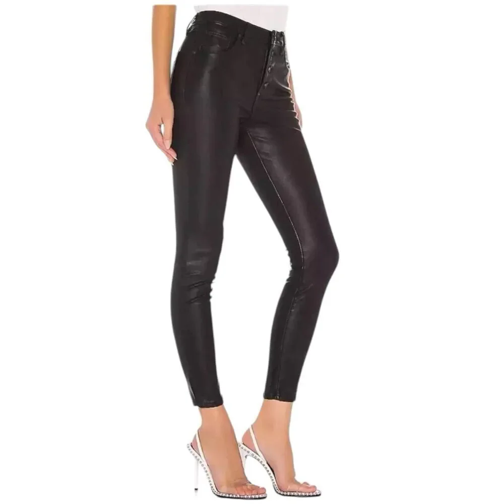 Blank NYC Pants‎ 28 Black Faux Leather High Rise Skinny Button Fly Great Jones